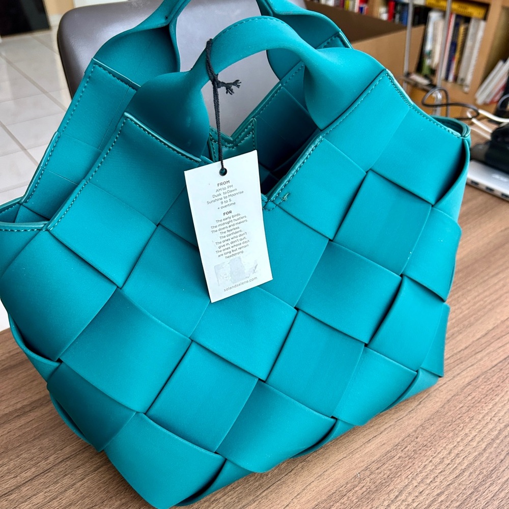 Sol and Solene Woven Teal Tote Bag